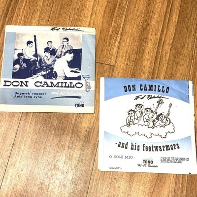Lot Of 2 7  Vinyl Records, Don Camillo O Sole Mio/auld Lang Syne