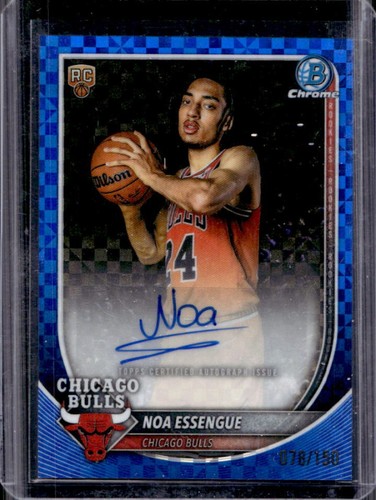 2025-26 Bowman Noa Essengue Chrome Auto RC Blue X-Fractor Rookie #/150 Bulls (B)