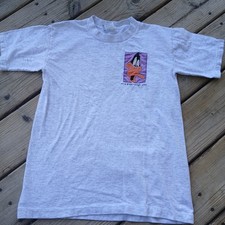 Daffy Duck - 1995 White Shirt - Embroidery - L- Warner Bros. Kids Tshirt