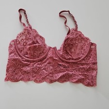 La Senza Pink Lace Longline Underwired Bra Lined Adjustable Strap L/G