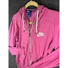 Nike Womens Full Zip Hoodie Pink Heathered Logo Sweatshirt Medium