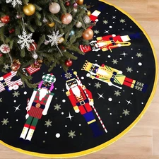 Nutcracker Christmas Tree Skirt 48 Inches Christmas Tree Mats Xmas Collar for Fa