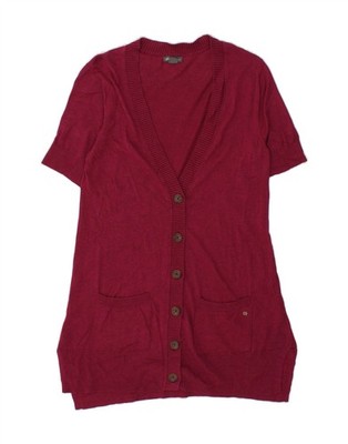 Eddie Bauer Damen Longline Cardigan Pullover UK 10 Small Burgund CJ28