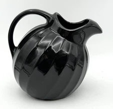 Vintage Pottery Mirror Black Tilted Ball Jug Ice Pitcher Swirl USA Hall Shawnee