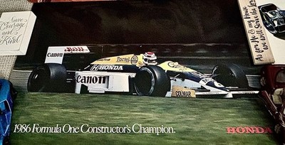 Vintage FIA 1986 Honda F1 Formula One Constructors Champion Indy Race Car Poster