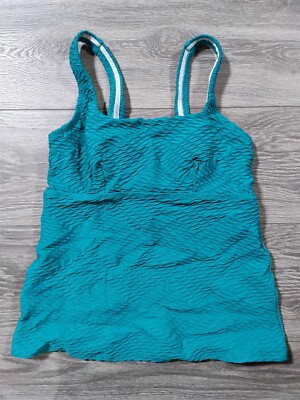 Swim Top Womens Size 4 High Quality Swimwear Teal Unique Pattern Pool Lake