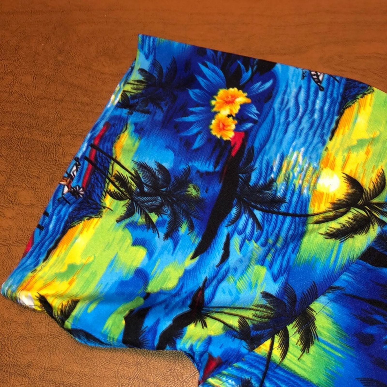 Sunset Button Down VTG OASIS Yellow Sunset Hawaiian Tropical Vacation Resort Button Down ...