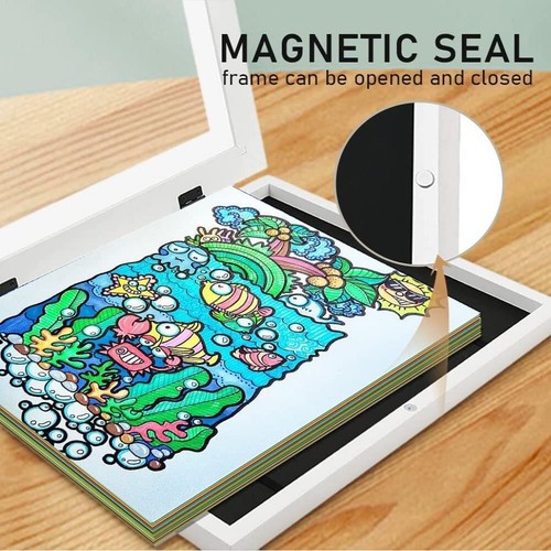 A4 Kids Art Frames Hold 150 Pictures Children Projects Wooden Artwork Display - Picture 6 of 12
