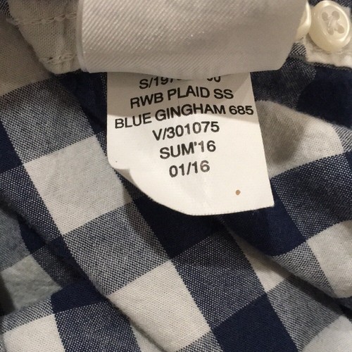 Gap Boy XXL 14/16 Shirt Navy Blue Checks Gingham Button Short Sleeve 100% Cotton - Picture 7 of 12