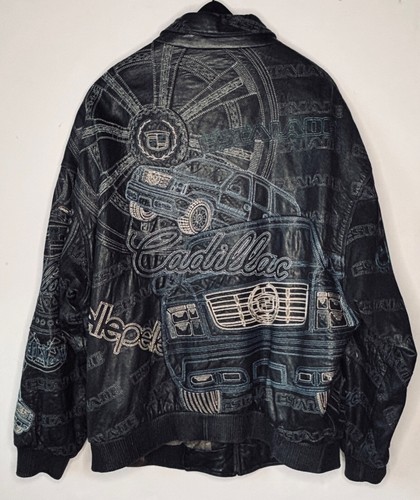 VTG MARC BUCHANAN PELLE PELLE CADILLAC EMBROIDERED LEATHER BOMBER JACKET*56 XXL - Picture 9 of 23