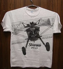 Stearman PT-17 Airplane T-shirt with HUGE print on front and back -- Ash Grey