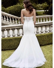 Designer Wedding Dress Blue By Enzoani Isabel. Size 8 US.