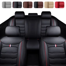 5 Car Seat Cover Full Set Waterproof Faux Leather 2+3 Cushion Covers Universal 