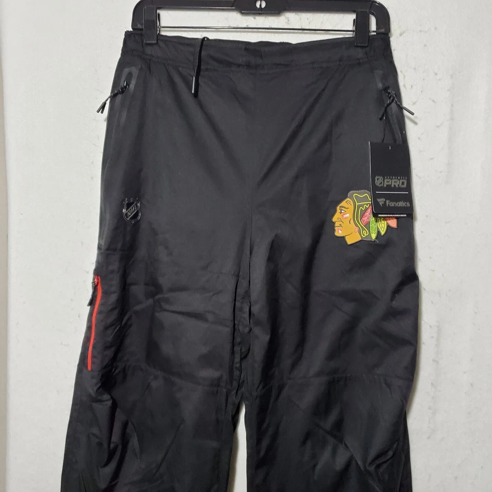 芝加哥黑鹰队裤子男式中号黑色狂热分子 NHL 正品职业运动 — 第 2/4 张图片