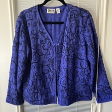 M-Chico  s Size 1 Silk Purple Open Jacket With Embroidery