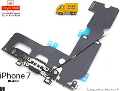 Neu SCHWARZ Ladestation Port Flex Kopfhörer Buchse Antenne Mikrofon für iPhone 7 4,7''
