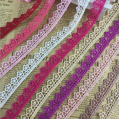 2/5/10 yd Vintage Crochet Lace Trim White Embroidered Ribbon Wedding Cake Decor