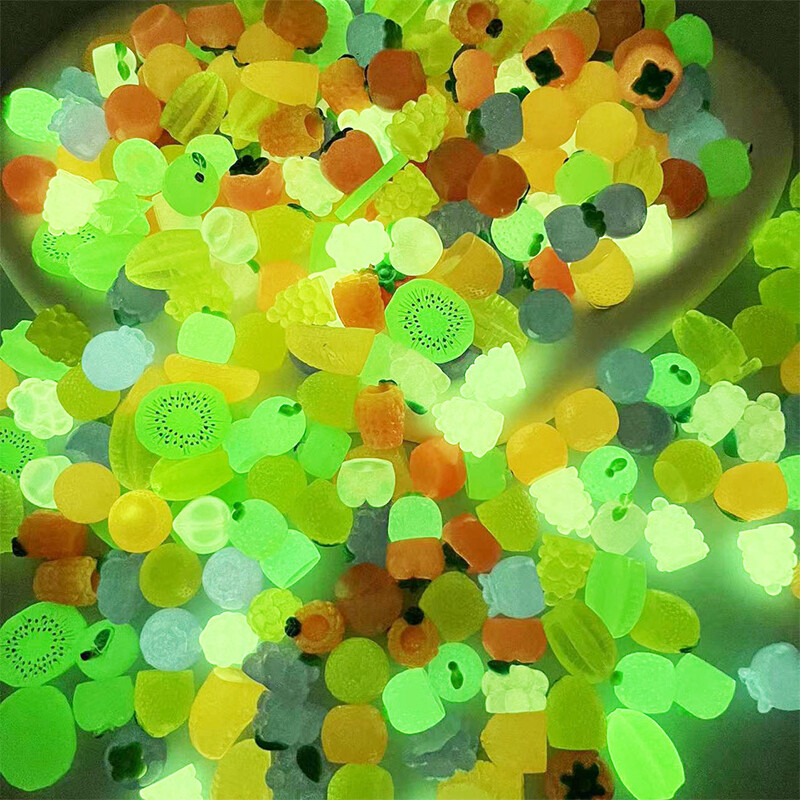 10Pcs Kawaii Luminous Mini Simulated Fruit Figurines Desktop Small Ornament Gift