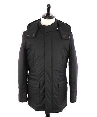 CORNELIANI Gray Wool Quilted Padded Parka 