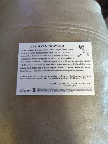 RYAN HOWARD 2007 TOPPS FLASHBACK FRIDAYS CARD # FF1  - Picture 2 of 2