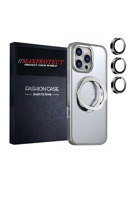 MAXPROTECT iPhone16 Pro Max Case with Len Protector/360°Rotatable Ring Stand