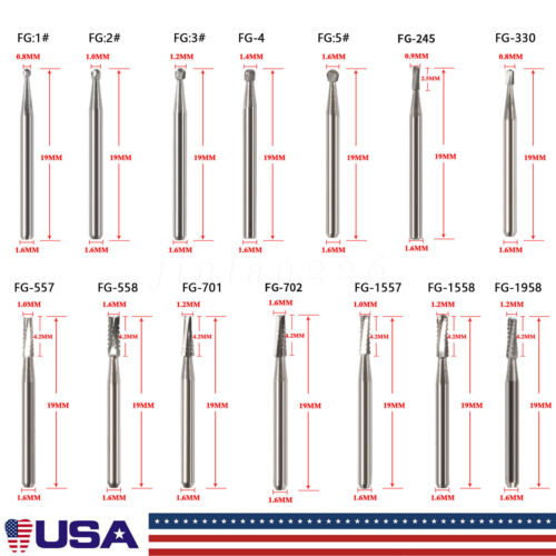 10-100pcs Dental Tungsten Carbide Bur For High Fast Speed Handpiece st
