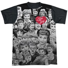 I Love Lucy Faces Adult Halloween Costume T Shirt (Black Back), S-3XL