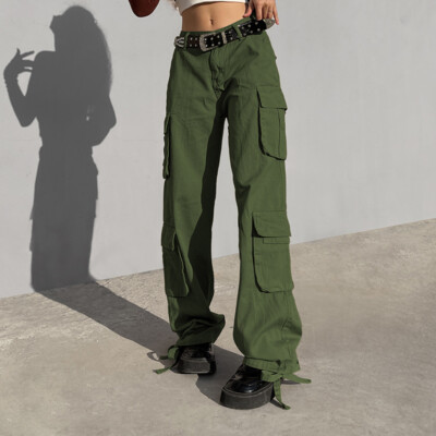 Pantalon Fille Streetwear Décontracté Pantalon Cargo Baggy Fille Y2K - Coupe Large Et Fluide - Taille Haute - Pour Ado 4 à 14 Ans - Style Streetwear Confortable