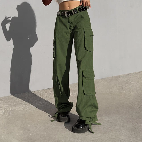 Women Cargo Pants Wide Leg Straight Trousers Casual Baggy Sweatpants casual Y2K - Picture 6 of 29