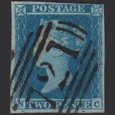 F46_22 GB QV 1841 2d BLUE PLATE 4 SG14-E1(2) NC FU 4 MARGINS LANGPORT 721