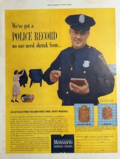 1948 Monsanto Chemicals Plastics Police Record Woll shirts Resloom VTG Print Ad