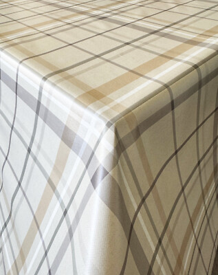 Wachstuch Tischdecke Aberdeen grau beige kariert Karo   Breite & Länge wählbar