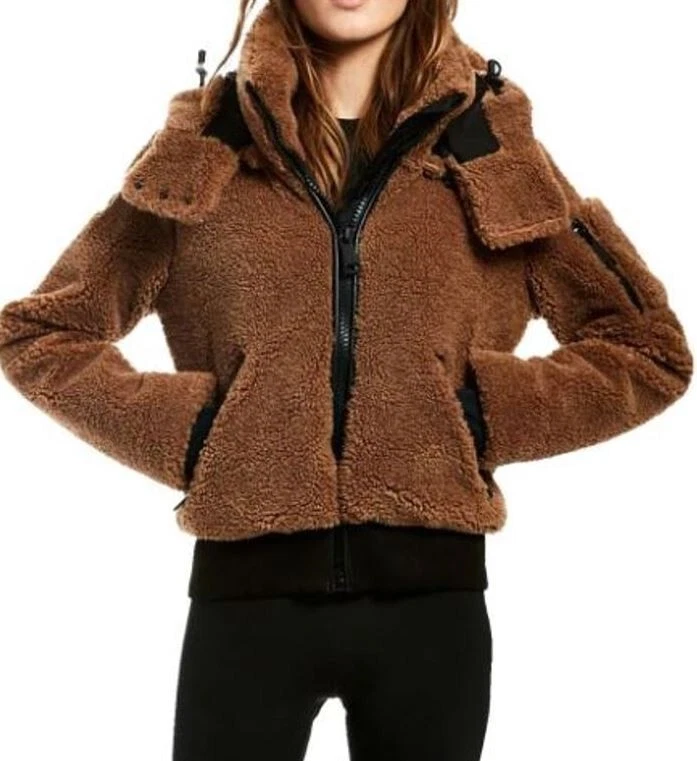 SAM. Abrigo Chaqueta Capucha Desmontable Sherpa Nala Cappuccino Marrón Talla M ~NUEVO CON ETIQUETAS