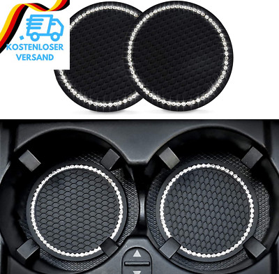 Tao Pipe Auto Untersetzer, 2Pcs 7 Cm Universal Kristall Glitzer Auto Getränkehal