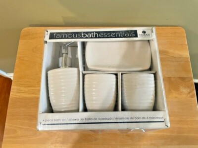 Bath Essentials 4 Piece Bath Accessory Set, windsor white