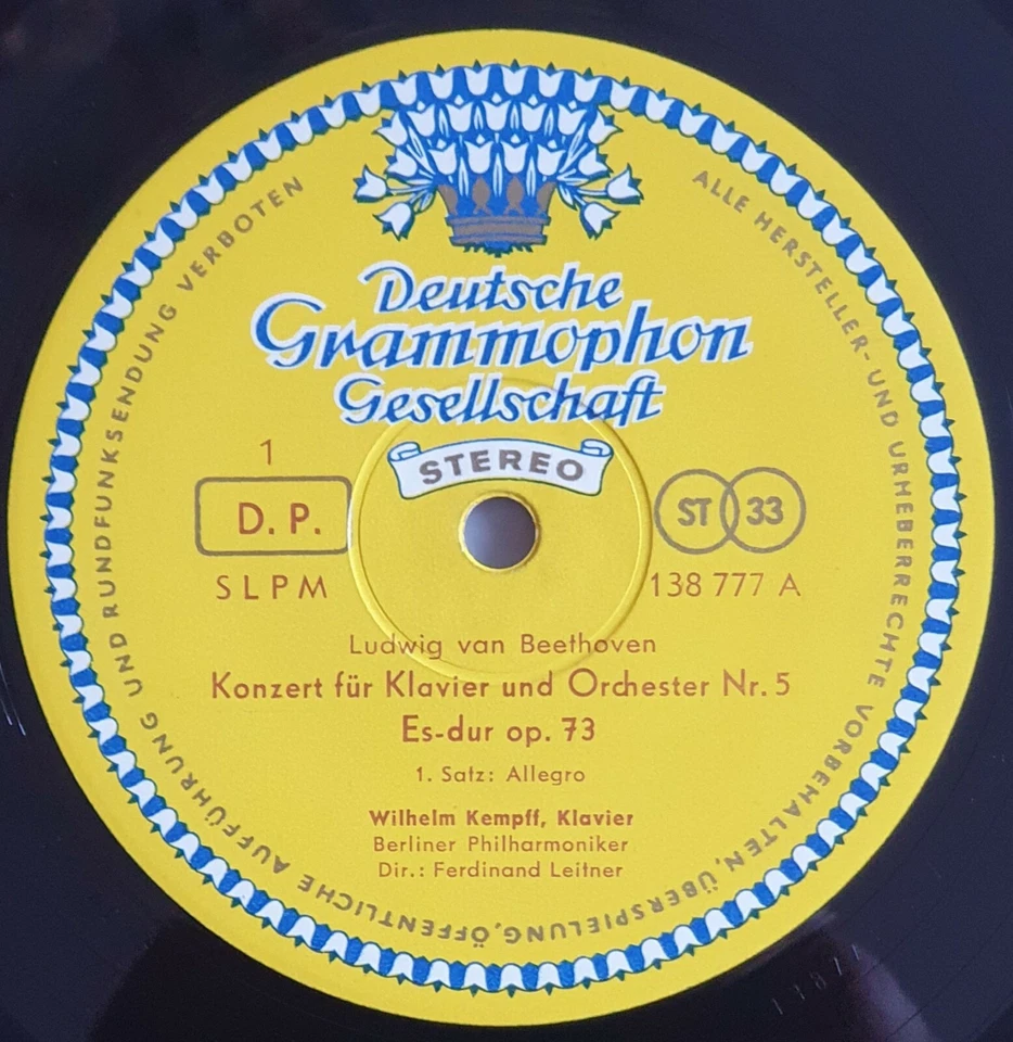 SLPM 138777 KEMPF / Beethoven 'The Emperor' Rare DGG 'Alle Hersteller' 1st Label - Image 2 of 4