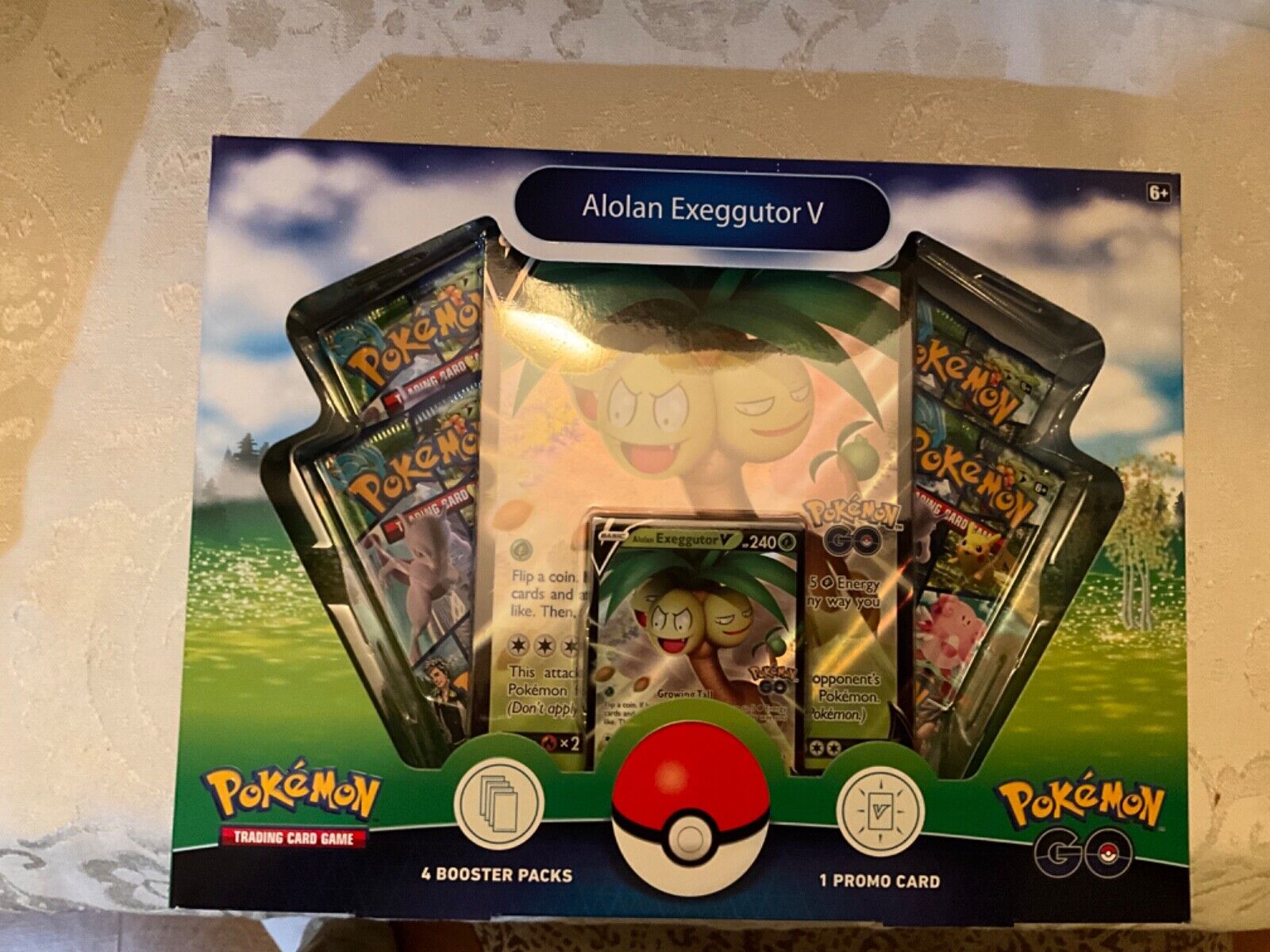 Pokemon Go Alolan Exeggutor V Collection Box 4 Booster Pack Set Factory Sealed