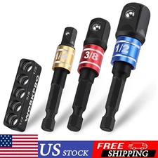Socket Adapter Set 1/4 3/8 1/2 Impact Driver Drill Bit Extension CRV Steel 3pcs