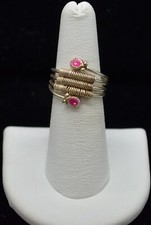 Sterling Silver Twisted Wire w/ Pink Stones Ring SZ 6.0 FMV303