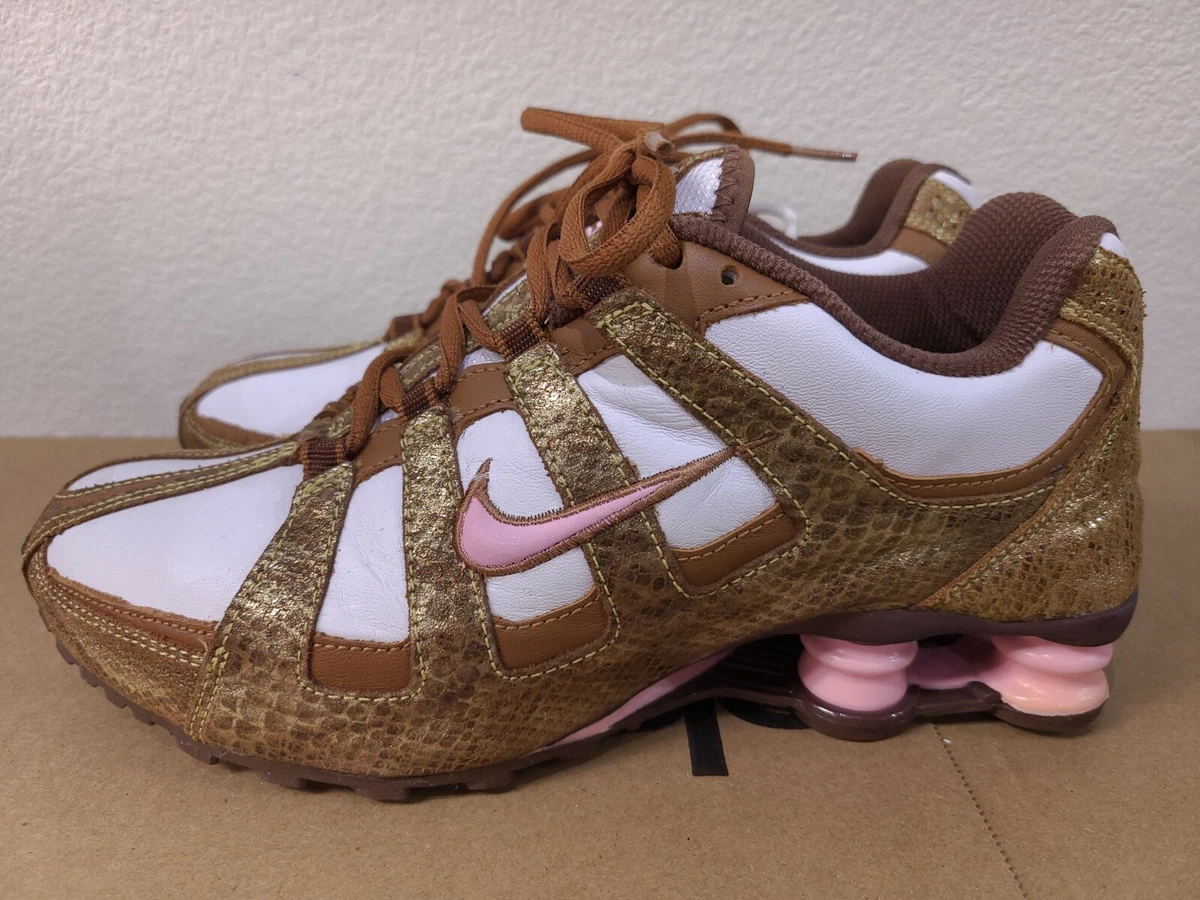 NEW Womens Nike Shox Turbo Size 9 Gold Brown White Pink Vintage 2006 Running