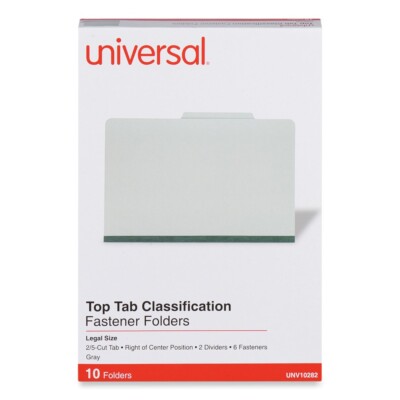 Universal 10282 6-Section 2-Divider Pressboard Folders - Legal, Gray (10/BX) New