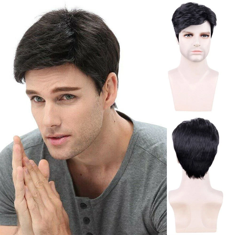 Layered Haircut Hairstyle Male Men Wigs Hair Toupee Short Wave Wig Cosplay Wigs