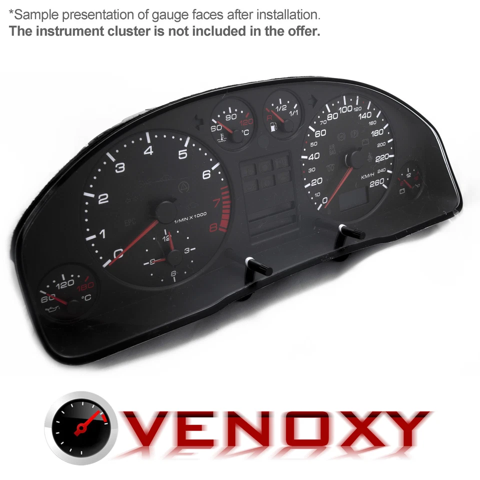 Audi A6 C5 2000-2004 Petrol 260 KM/H Aftermarket Black Gauge Faces - Image 3 of 3