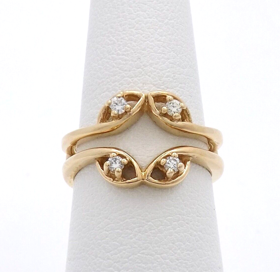 14k Gold Natural Diamond Engagement Ring Enhancer Insert Wedding Band ...