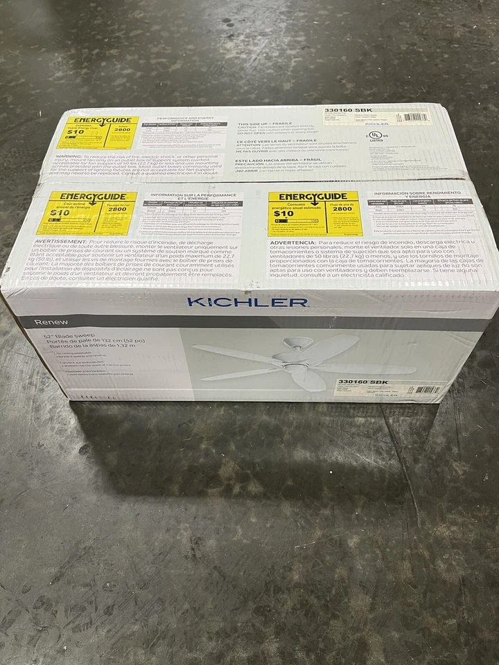 Kichler 330160SBK Renew 52 in. Indoor Satin Black Ceiling Fan with Pull Chain - Image 2 of 4