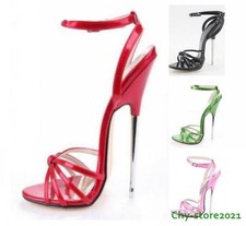 Womens High Heel Stiletto Metal Sandals Peep Toe Prom Party Shoes Clubwear 16cm