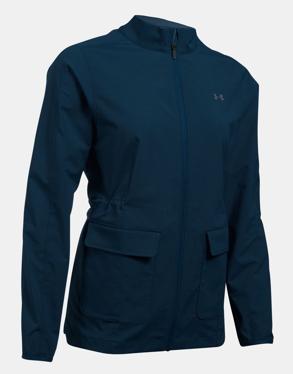 UNDER ARMOUR GOLF.ウインドジャケット.ネイビー.LGサイズ. Under Armour Women's Academy Navy Blue UA Windbreaker Full Zip