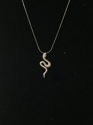 ZIR Snake Swarovski Pendant Silver Plated Necklace 15.5'' NWOT