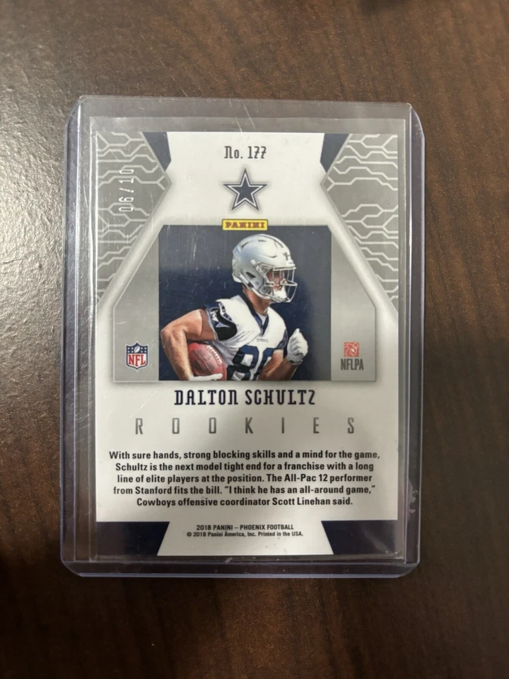 Dalton Schultz 2018 Panini Phoenix Rookie #177 Black Refractor Prizm /10 - Image 2 of 2