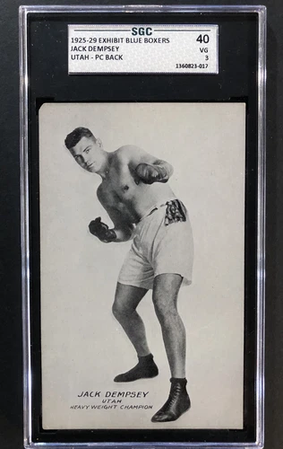 1925-1929 Exhibit Blue Boxers Postcard Back Jack Dempsey HOF SGC 3 VG